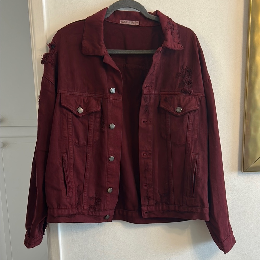 Women's Burgundy Denim Jacket